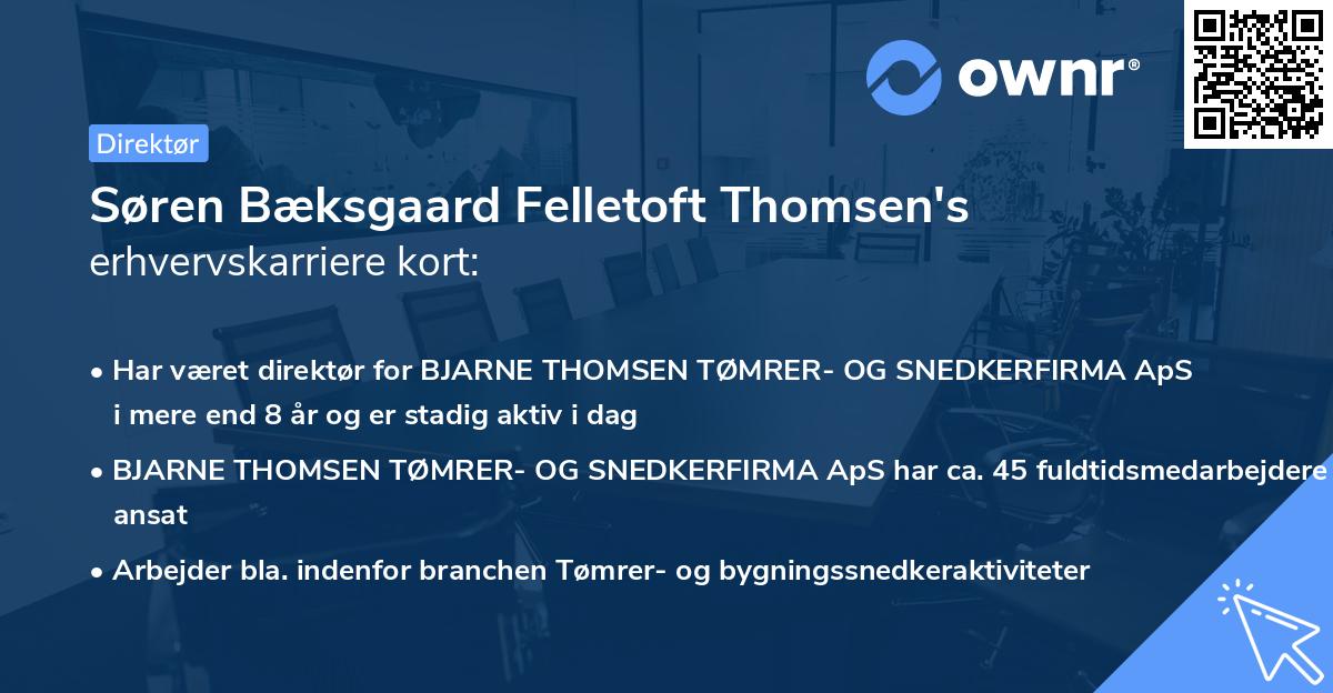 Søren Bæksgaard Felletoft Thomsen's erhvervskarriere kort