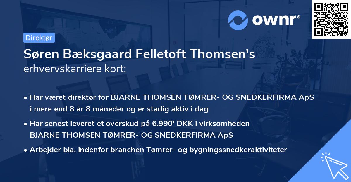 Søren Bæksgaard Felletoft Thomsen's erhvervskarriere kort