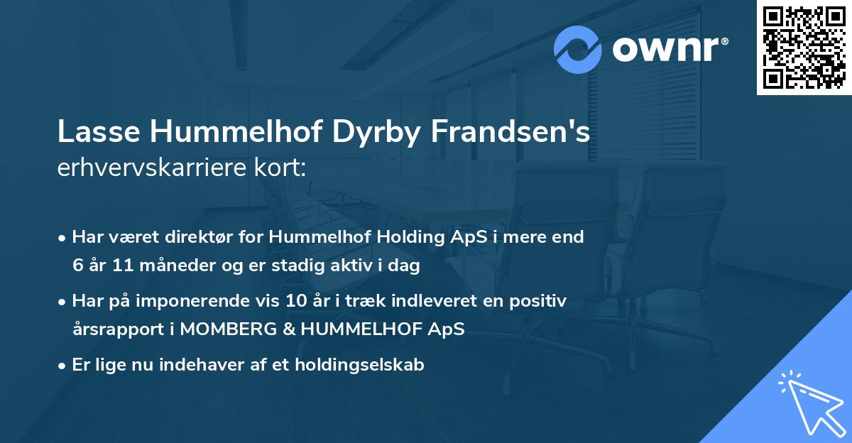 Lasse Hummelhof Dyrby Frandsen's erhvervskarriere kort