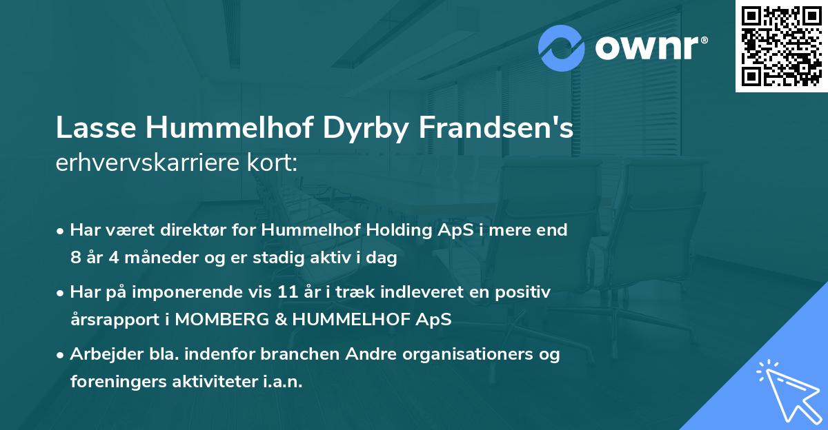 Lasse Hummelhof Dyrby Frandsen's erhvervskarriere kort