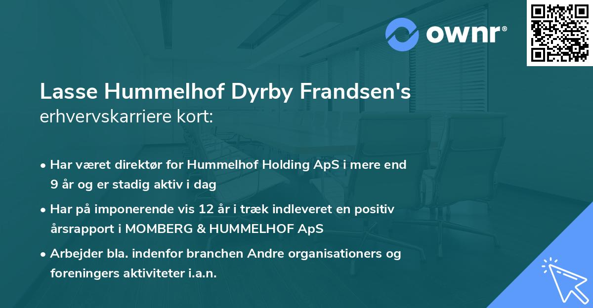 Lasse Hummelhof Dyrby Frandsen's erhvervskarriere kort