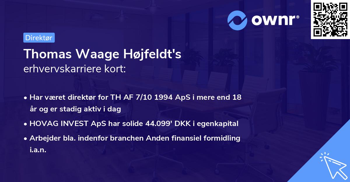 Thomas Waage Højfeldt's erhvervskarriere kort