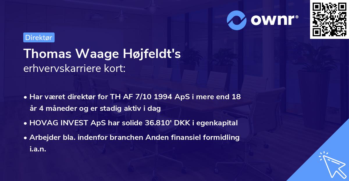 Thomas Waage Højfeldt's erhvervskarriere kort