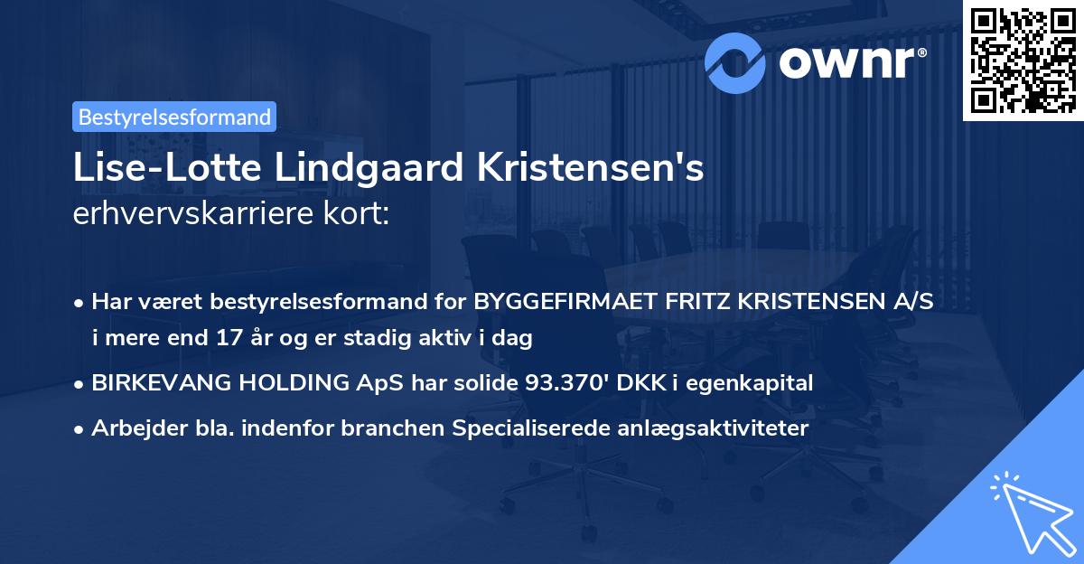 Lise-Lotte Lindgaard Kristensen's erhvervskarriere kort