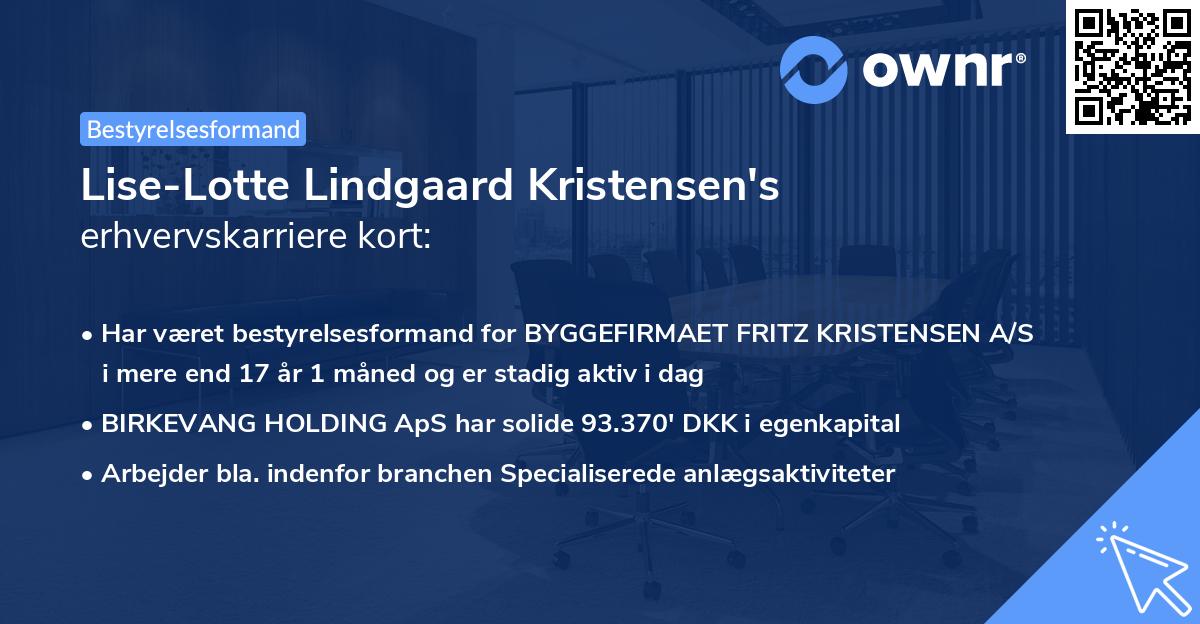 Lise-Lotte Lindgaard Kristensen's erhvervskarriere kort