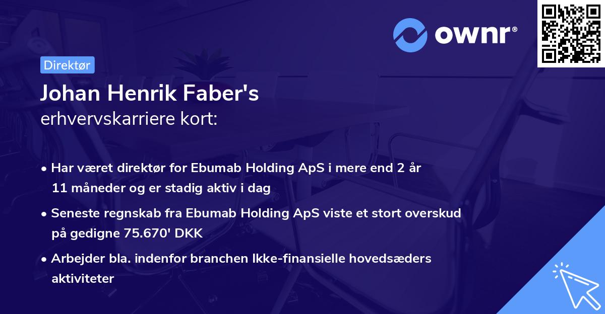 Johan Henrik Faber's erhvervskarriere kort