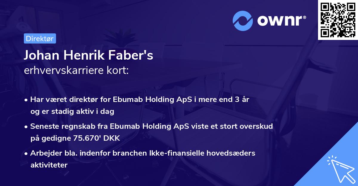 Johan Henrik Faber's erhvervskarriere kort