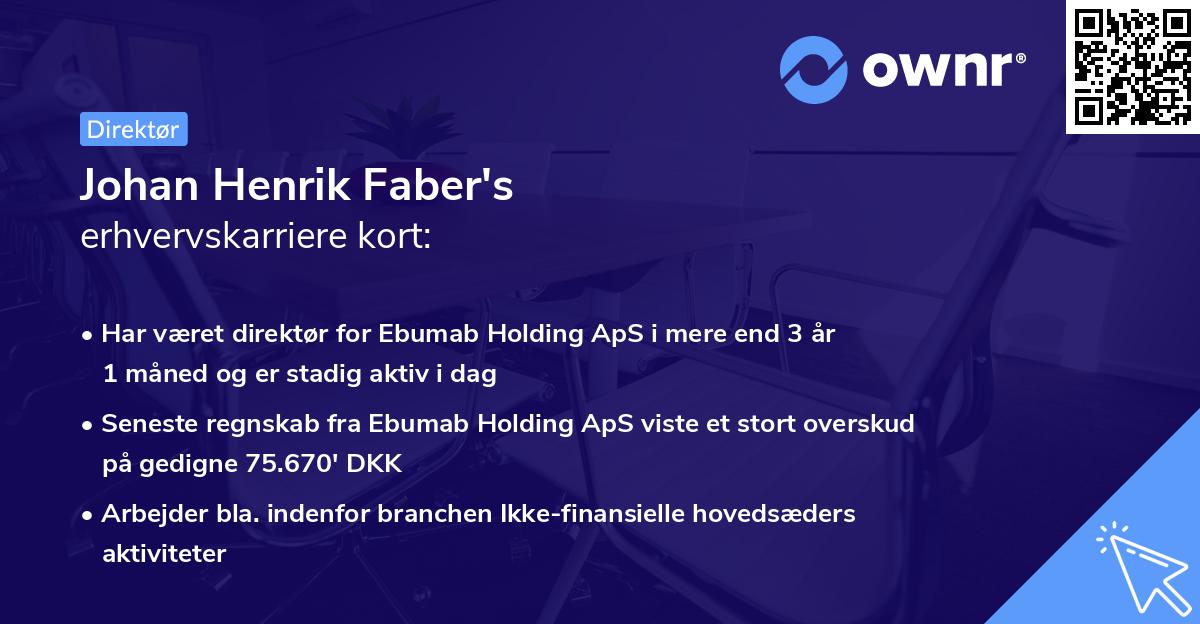 Johan Henrik Faber's erhvervskarriere kort