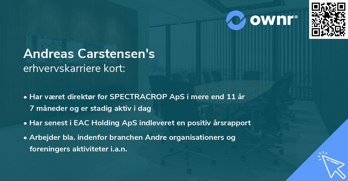 Andreas Carstensen's erhvervskarriere kort