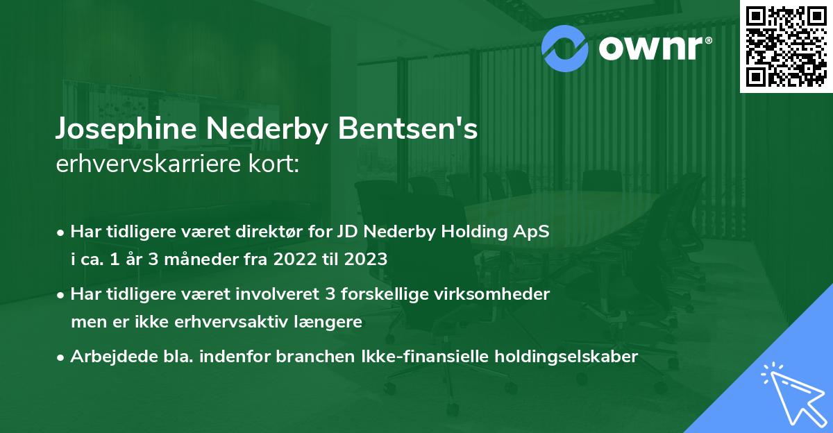 Josephine Nederby Bentsen's erhvervskarriere kort