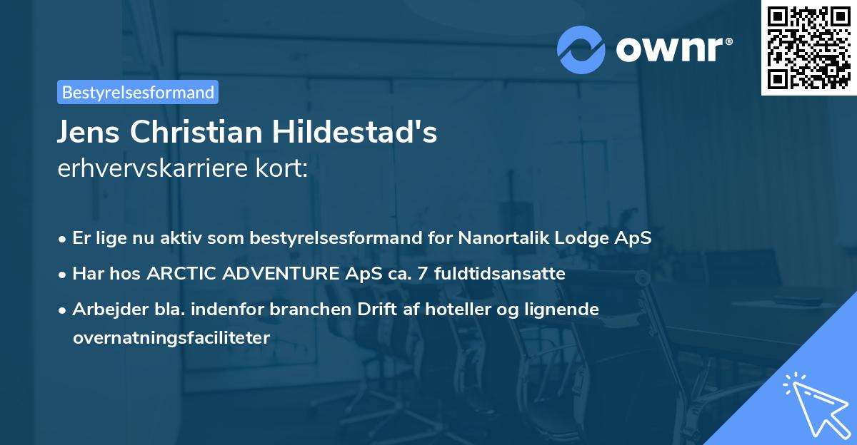 Jens Christian Hildestad's erhvervskarriere kort