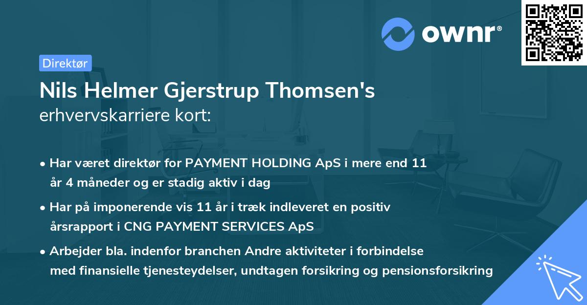 Nils Helmer Gjerstrup Thomsen's erhvervskarriere kort