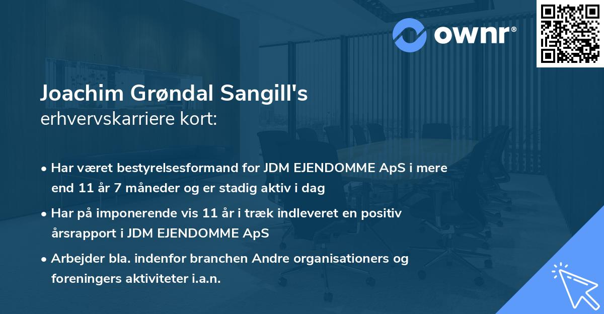 Joachim Grøndal Sangill's erhvervskarriere kort