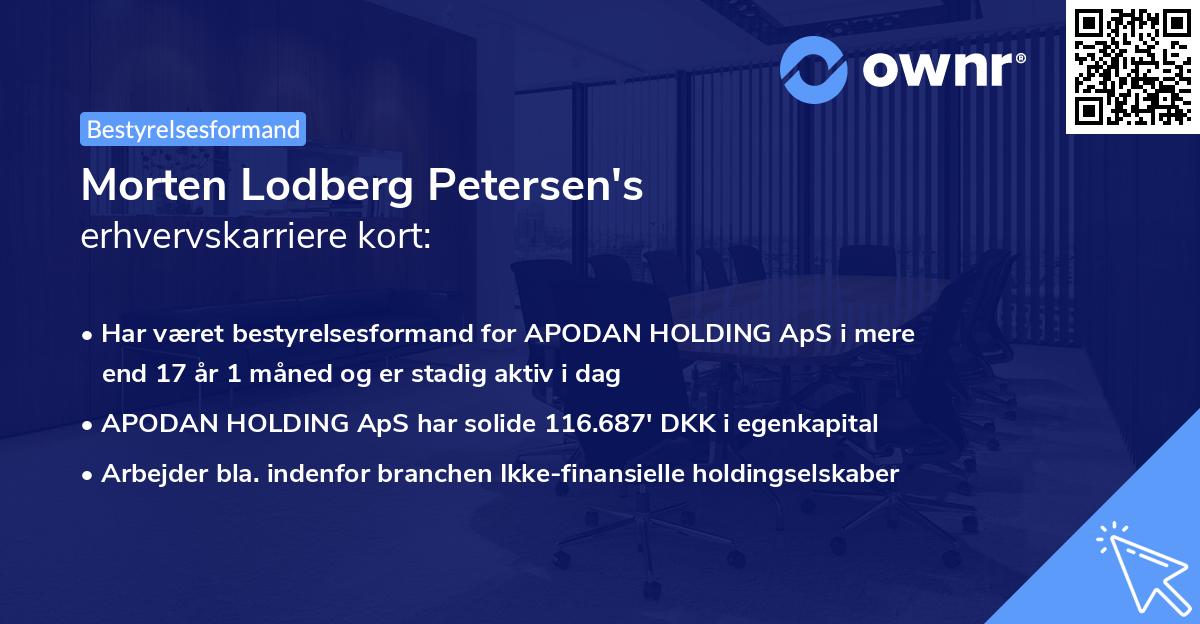 Morten Lodberg Petersen's erhvervskarriere kort