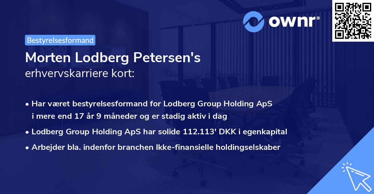 Morten Lodberg Petersen's erhvervskarriere kort