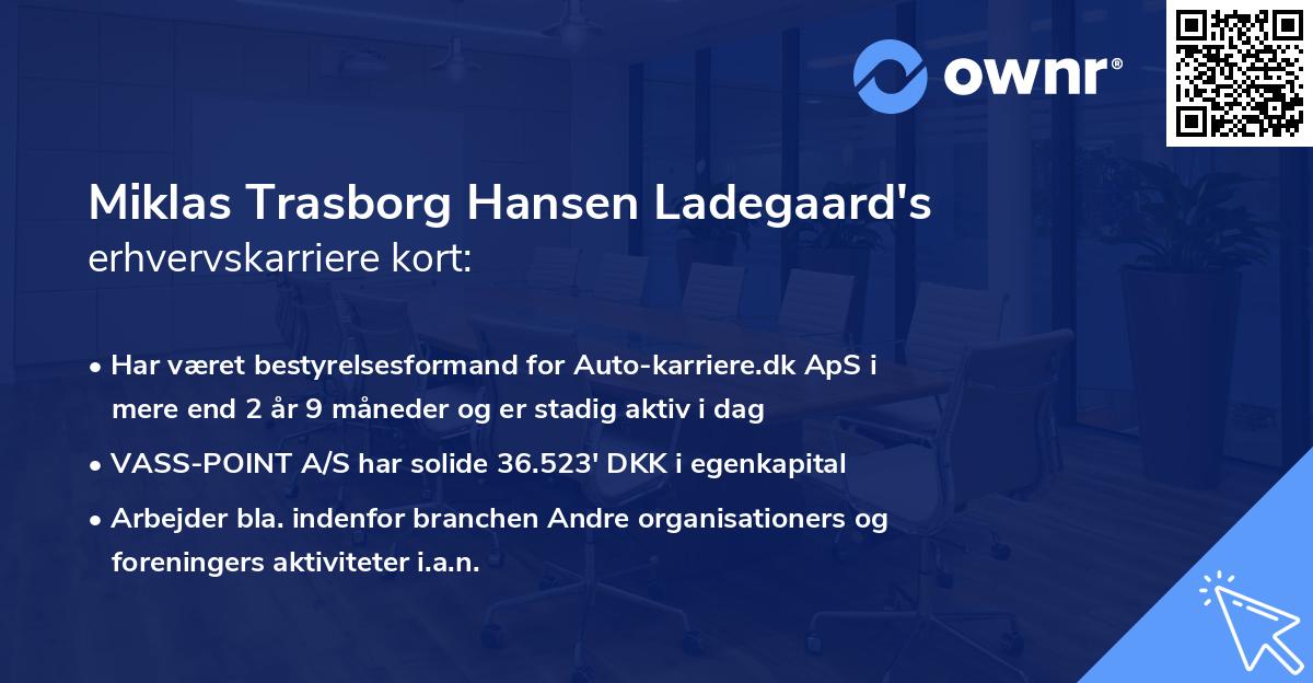 Miklas Trasborg Hansen Ladegaard's erhvervskarriere kort