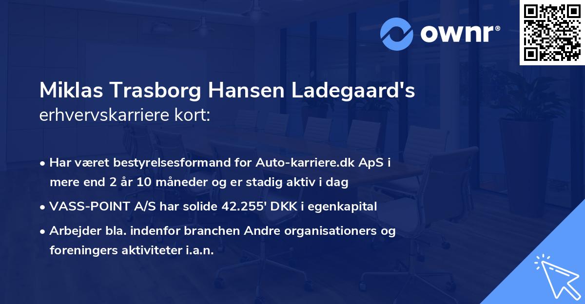 Miklas Trasborg Hansen Ladegaard's erhvervskarriere kort