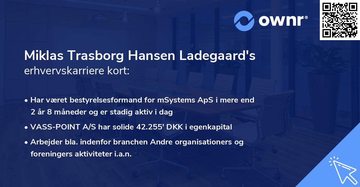Miklas Trasborg Hansen Ladegaard's erhvervskarriere kort