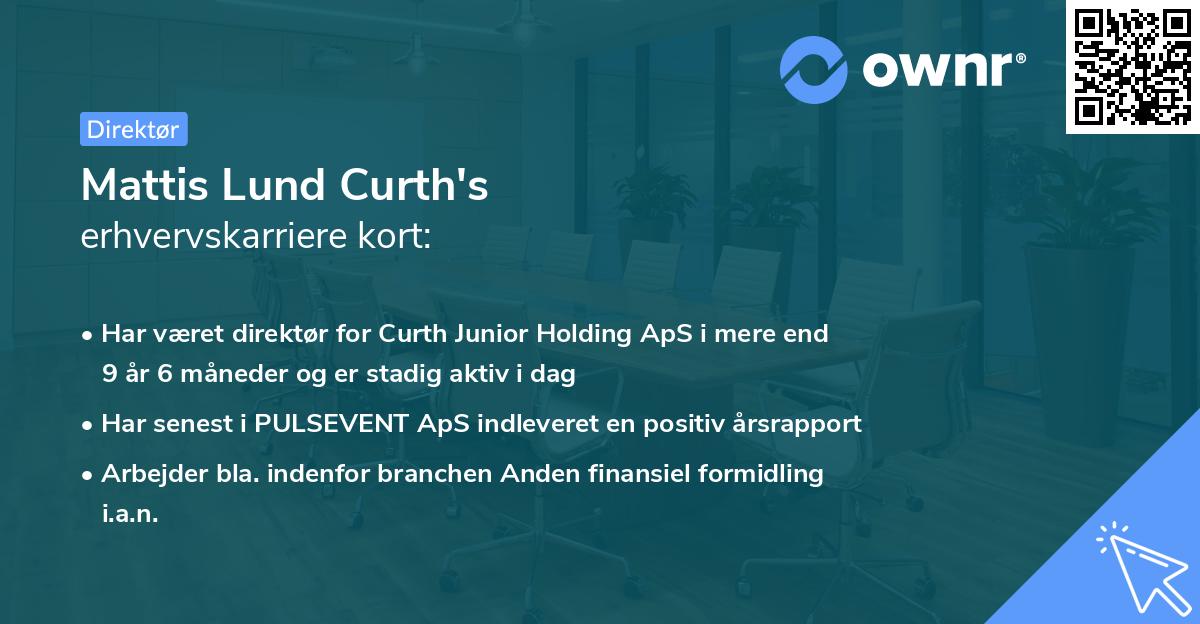 Mattis Lund Curth's erhvervskarriere kort
