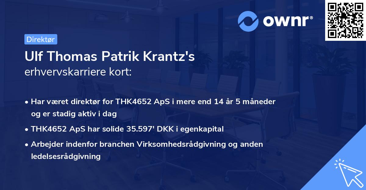 Ulf Thomas Patrik Krantz's erhvervskarriere kort