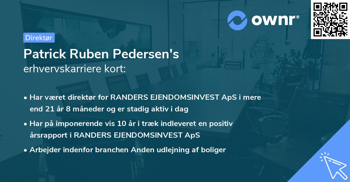 Patrick Ruben Pedersen's erhvervskarriere kort