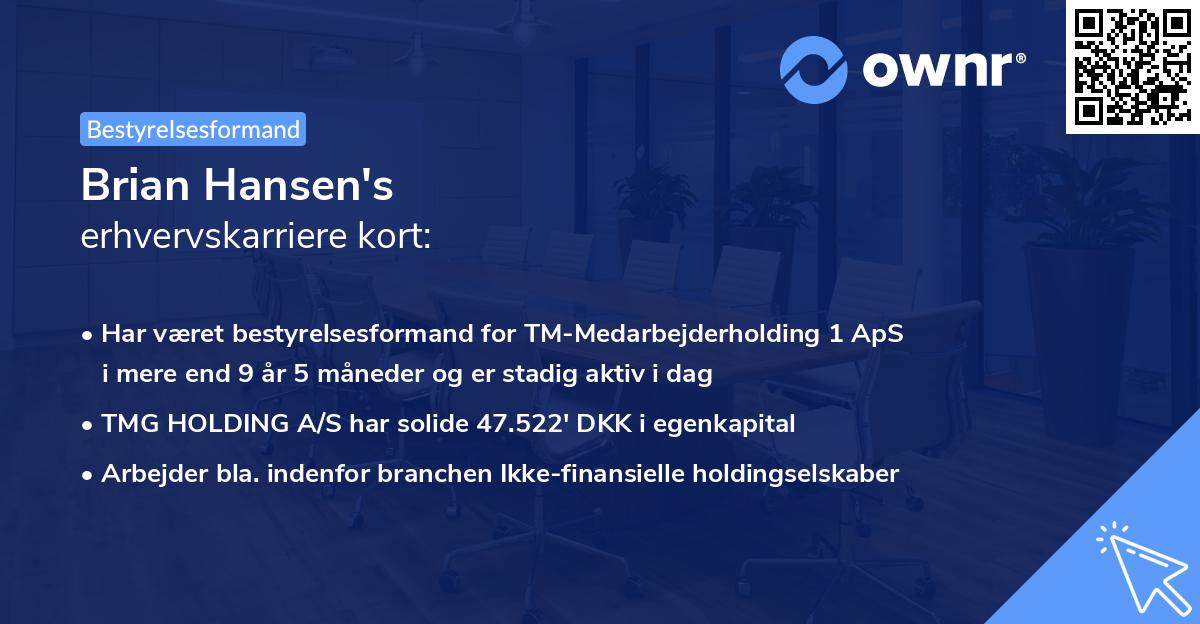 Brian Hansen's erhvervskarriere kort