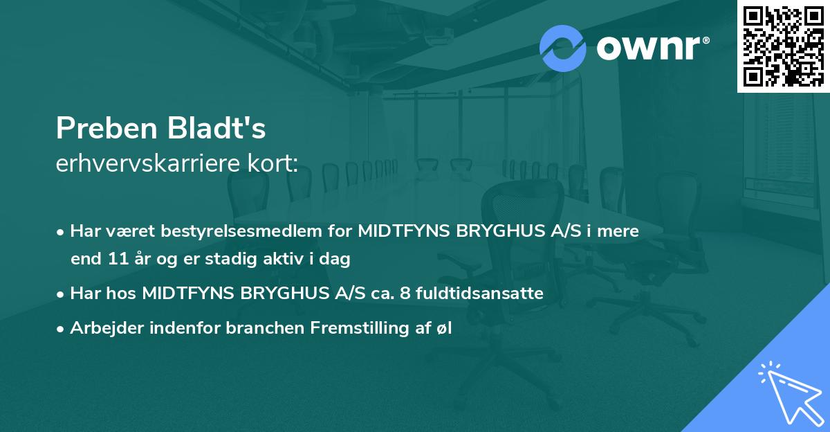 Preben Bladt's erhvervskarriere kort