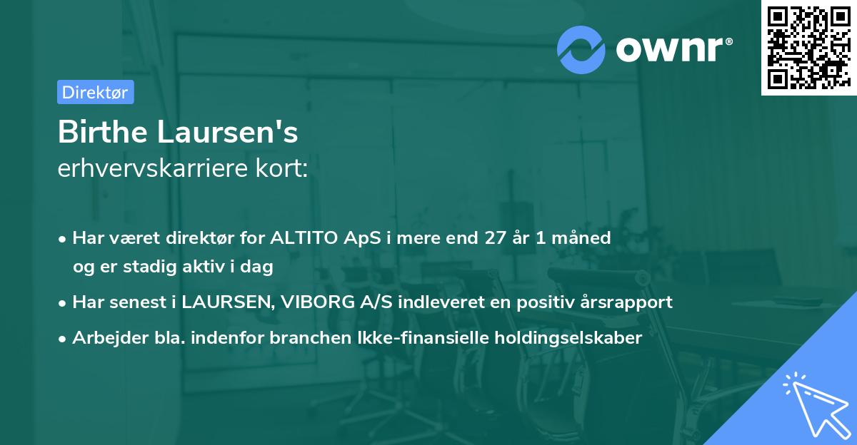 Birthe Laursen's erhvervskarriere kort