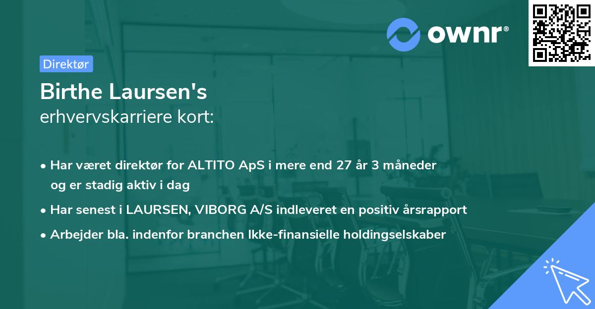 Birthe Laursen's erhvervskarriere kort