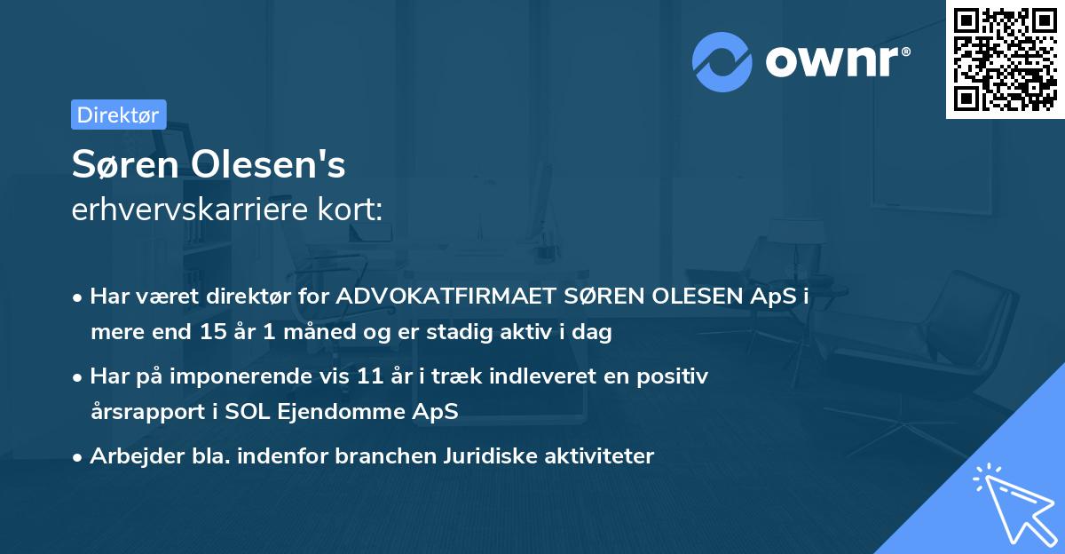 Søren Olesen's erhvervskarriere kort