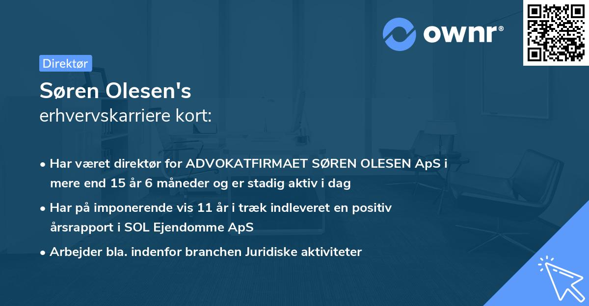 Søren Olesen's erhvervskarriere kort