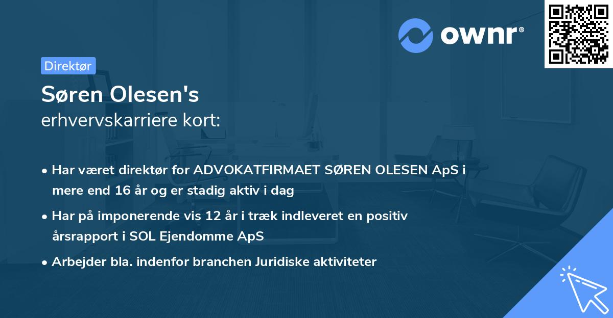 Søren Olesen's erhvervskarriere kort