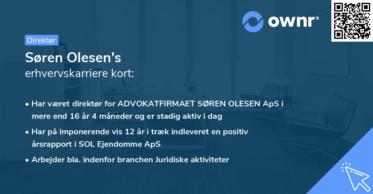 Søren Olesen's erhvervskarriere kort