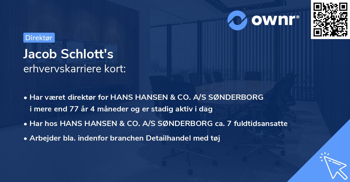 Jacob Schlott's erhvervskarriere kort