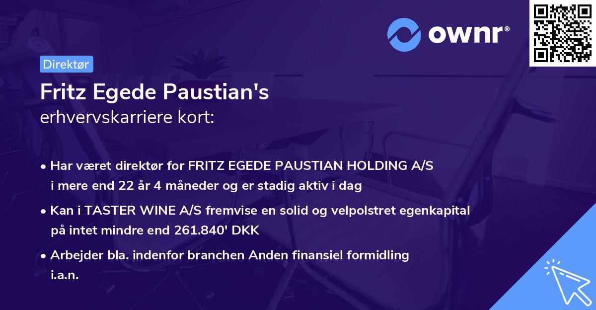 Fritz Egede Paustian's erhvervskarriere kort