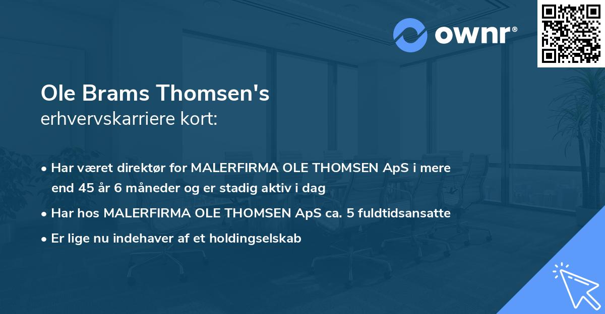 Ole Brams Thomsen's erhvervskarriere kort