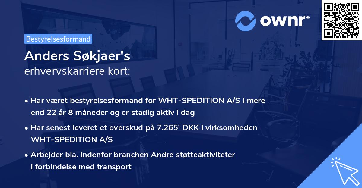 Anders Søkjaer's erhvervskarriere kort