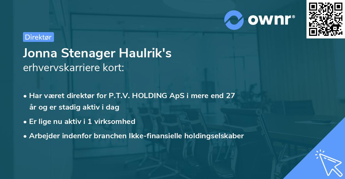 Jonna Stenager Haulrik's erhvervskarriere kort