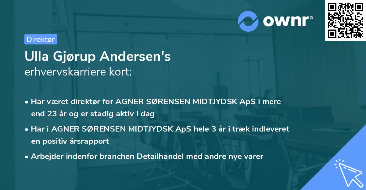 Ulla Gjørup Andersen's erhvervskarriere kort