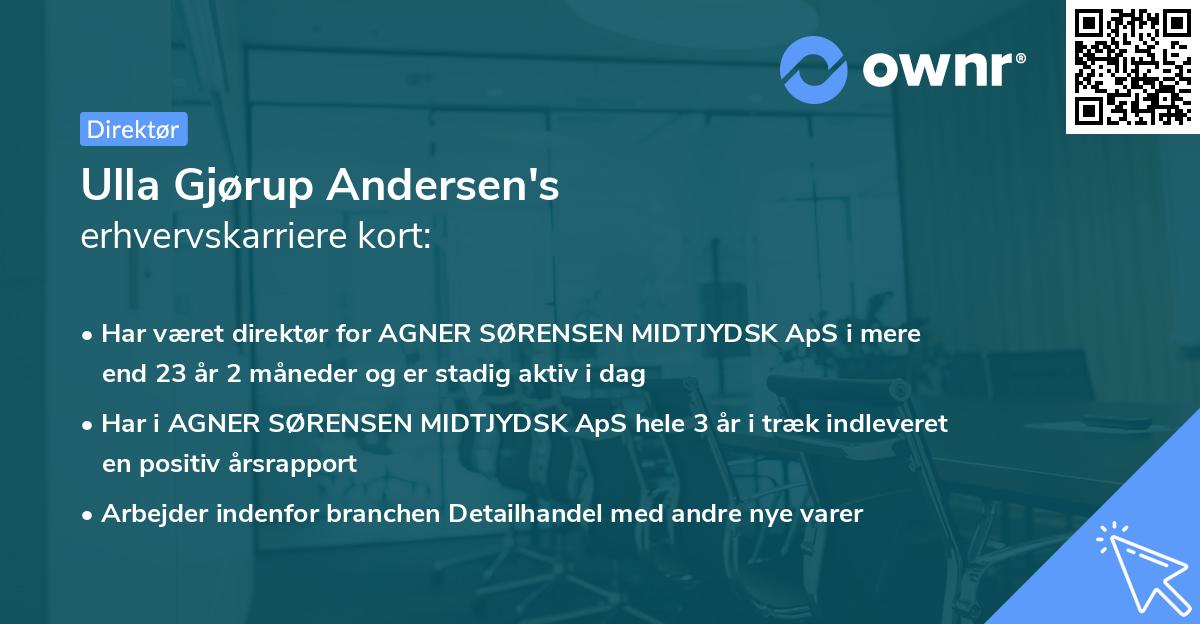 Ulla Gjørup Andersen's erhvervskarriere kort