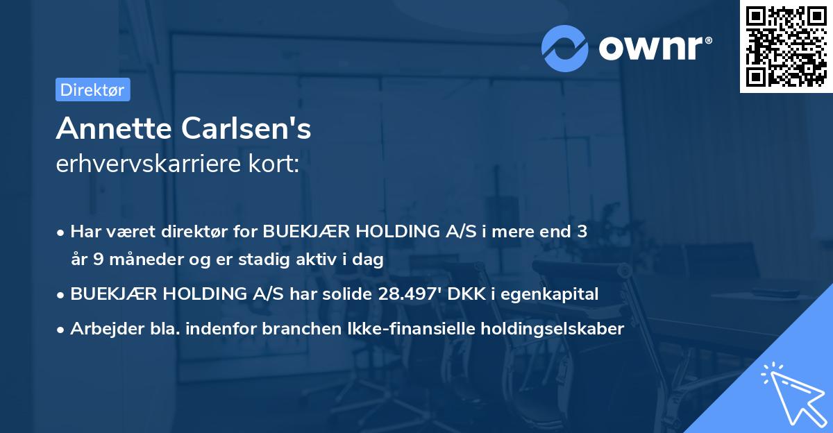 Annette Carlsen's erhvervskarriere kort