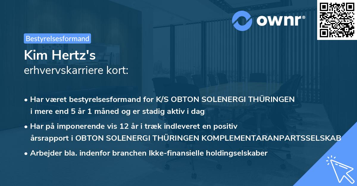 Kim Hertz's erhvervskarriere kort