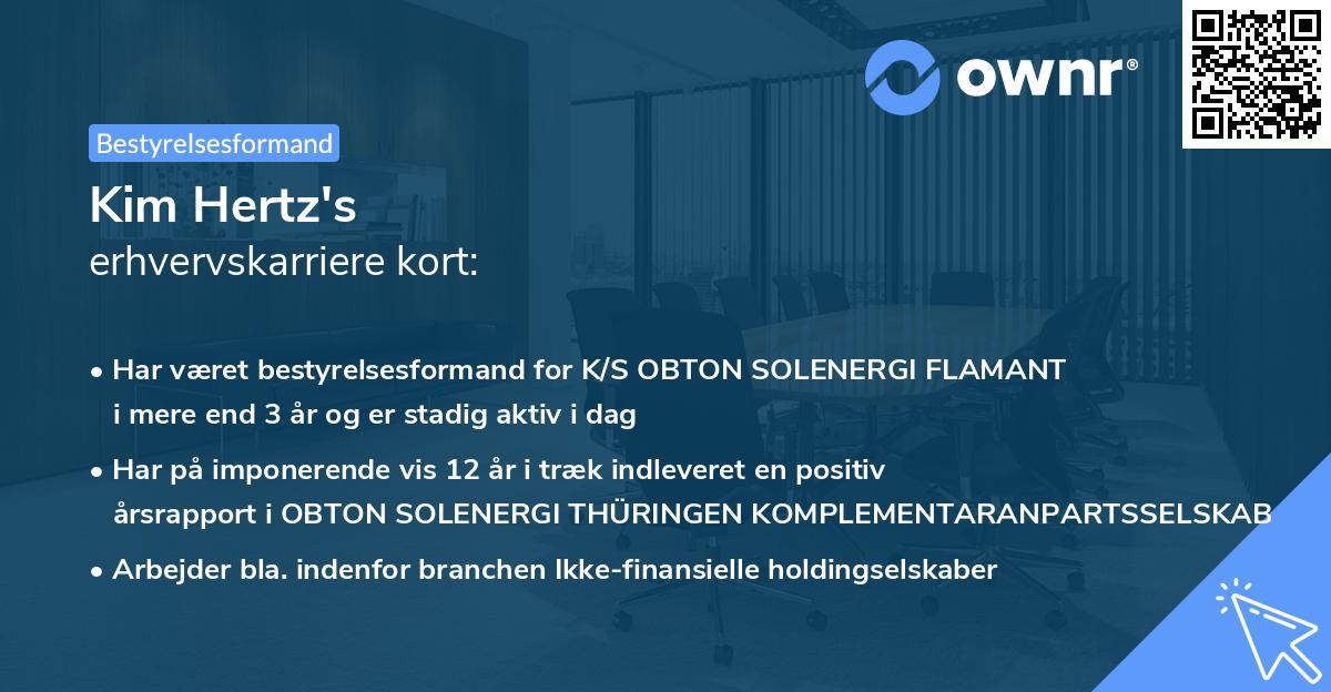 Kim Hertz's erhvervskarriere kort