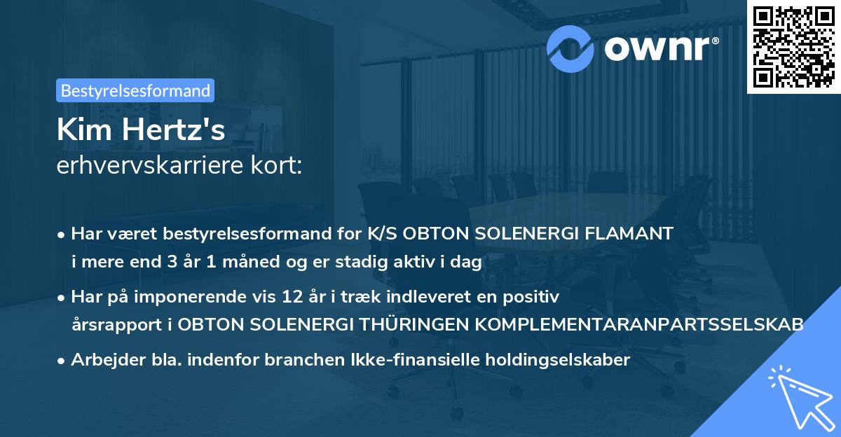Kim Hertz's erhvervskarriere kort