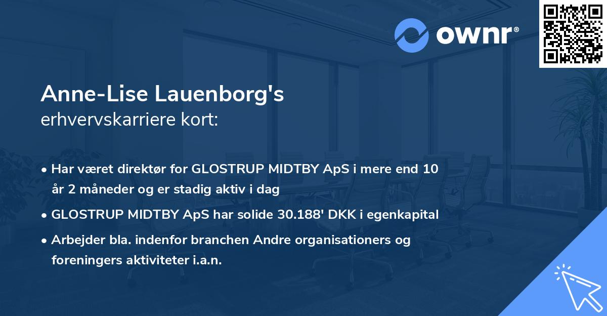 Anne-Lise Lauenborg's erhvervskarriere kort