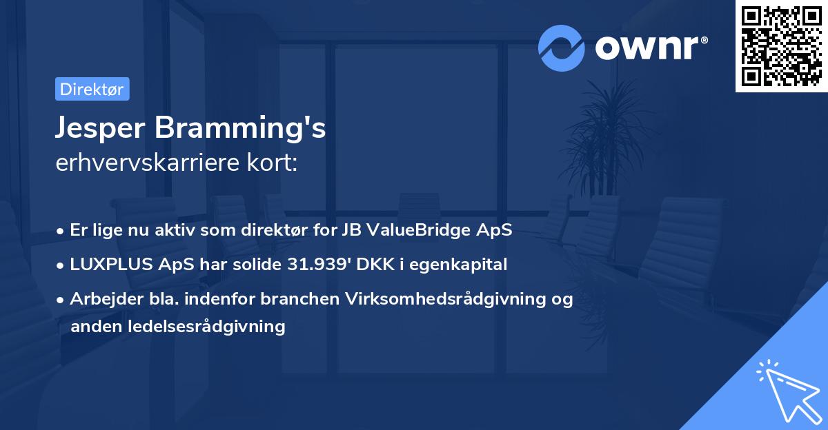 Jesper Bramming's erhvervskarriere kort