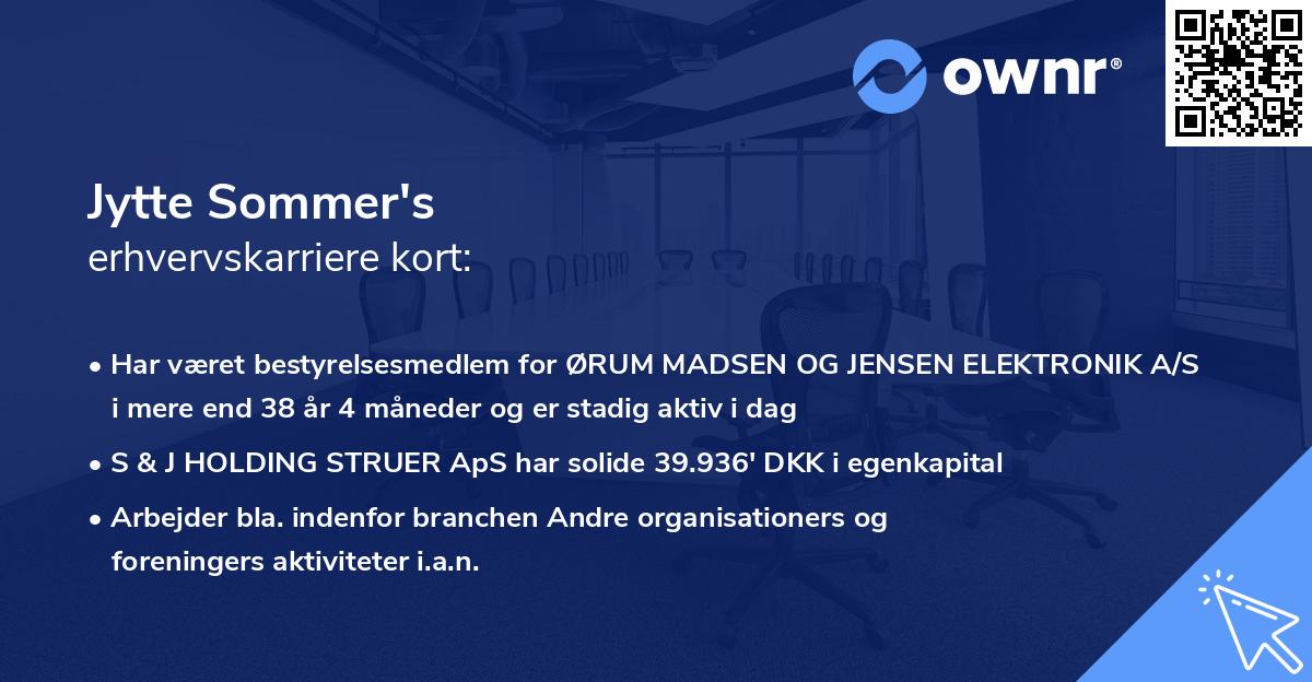 Jytte Sommer's erhvervskarriere kort