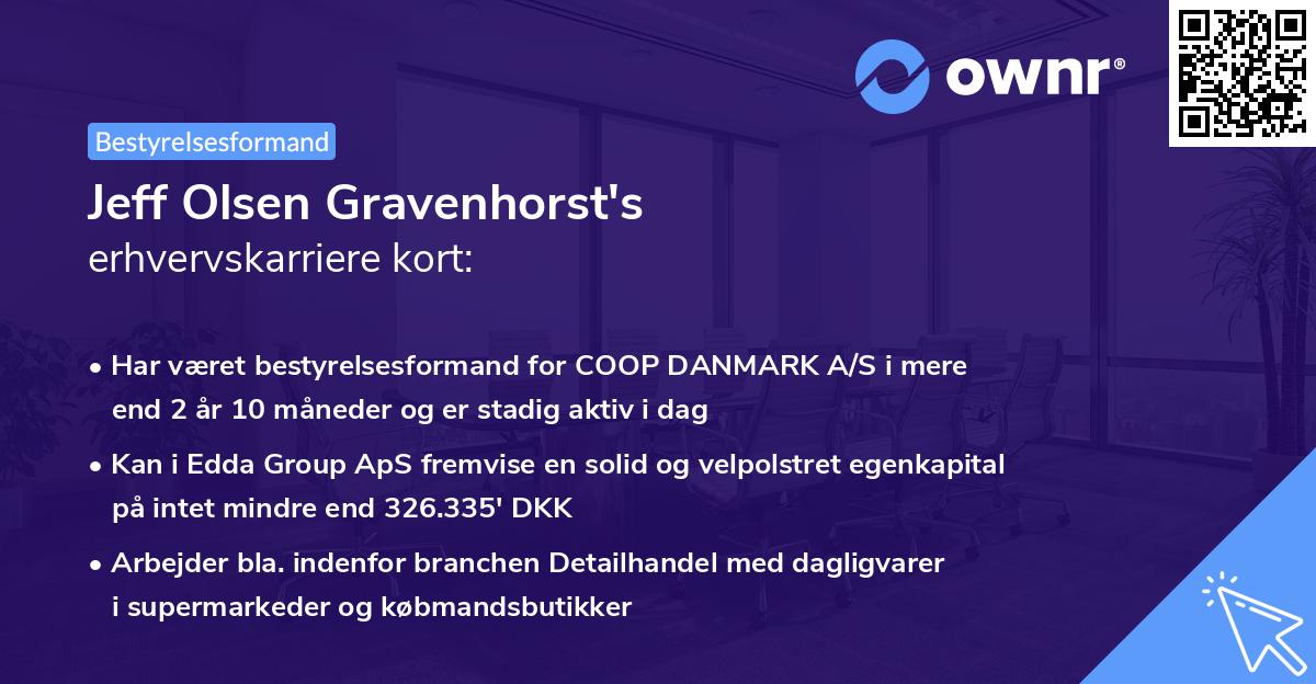 Jeff Olsen Gravenhorst's erhvervskarriere kort