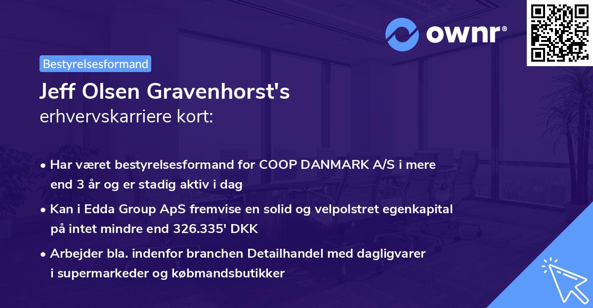 Jeff Olsen Gravenhorst's erhvervskarriere kort