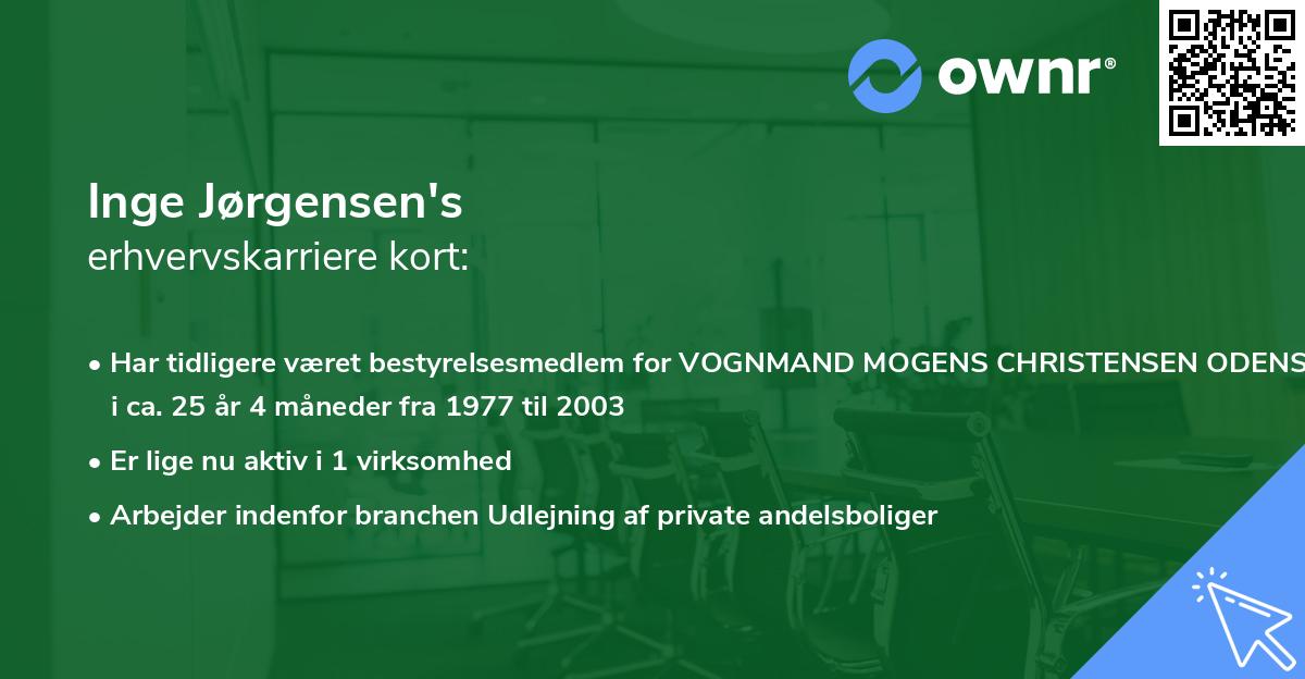 Inge Jørgensen's erhvervskarriere kort